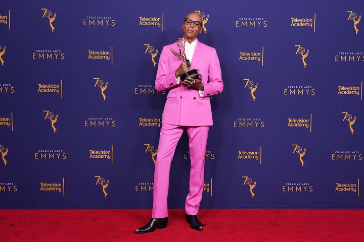 RuPaul Charles poses at the 2018 Emmy Awards.