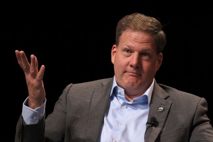 New Hampshire Gov. Chris Sununu speaks onstage at the 2023 Time 100 Summit in April. The frequent Trump critic won't seek reelection to a fifth term in 2024, The Associated Press reported.