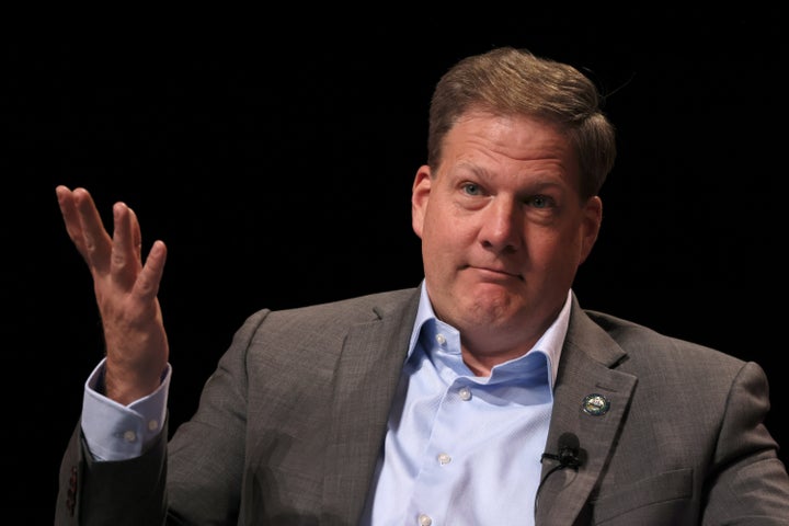 FILE – New Hampshire Gov. Chris Sununu speaks onstage at the 2023 TIME100 Summit in April. The frequent Trump critic won't seek reelection to a fifth term in 2024, sharing in an interview that the country's "toxic political climate" didn't play a factor in his decision, The Associated Press reported.