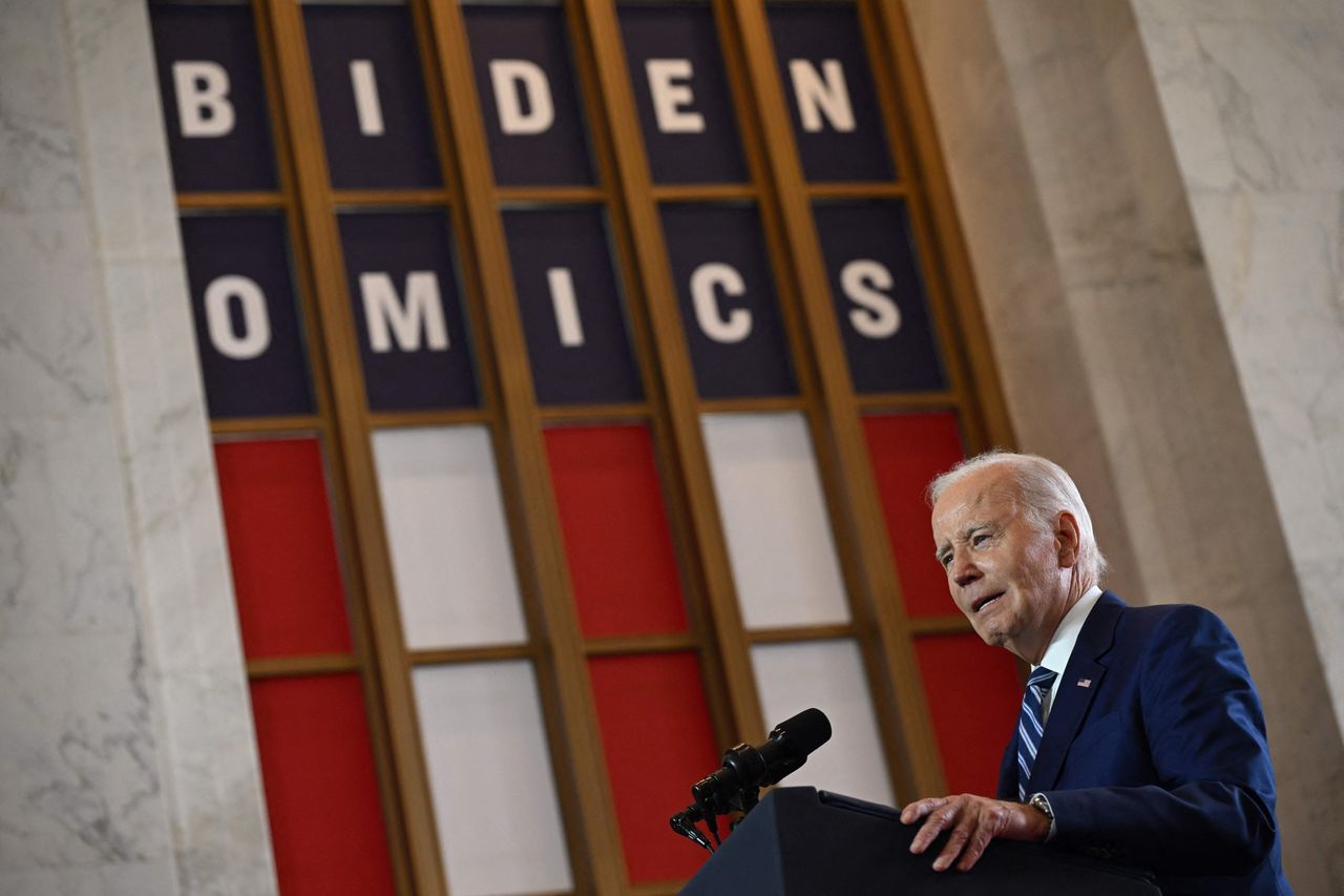 President Joe Biden touts his "Bidenomics" economic agenda at the Old Post Office in Chicago on June 28.