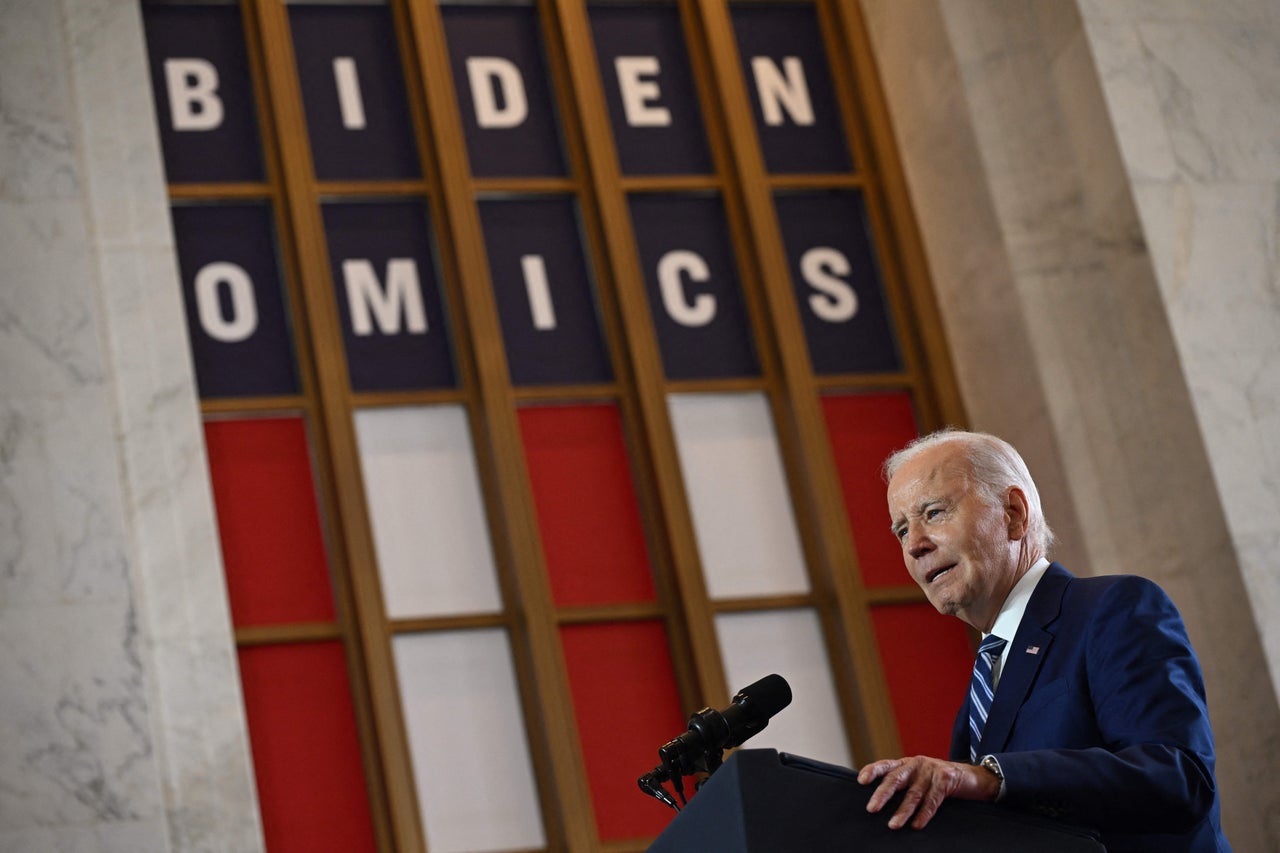 President Joe Biden touts his "Bidenomics" economic agenda at the Old Post Office in Chicago on June 28.