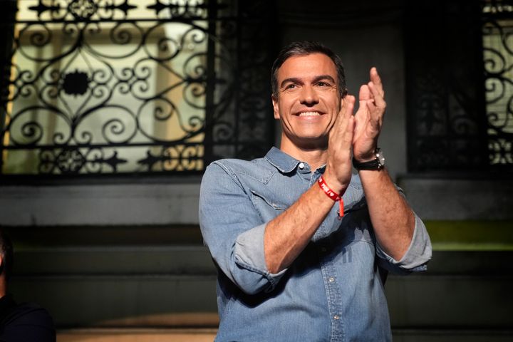 Even though Prime Minister Pedro Sánchez’s (pictured) Socialists finished second, they and their allied parties celebrated the outcome as a victory since their combined forces gained slightly more seats than the Popular Party and Vox.