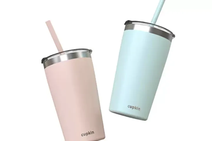 This photo provided by the U.S. Consumer Product Safety Commission shows CUPKIN Double-Walled Stainless Steel Children’s Cups. 