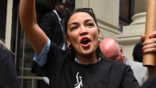 Alexandria Ocasio-Cortez Joins Striking Actors, Writers On Picket Lines In NYC