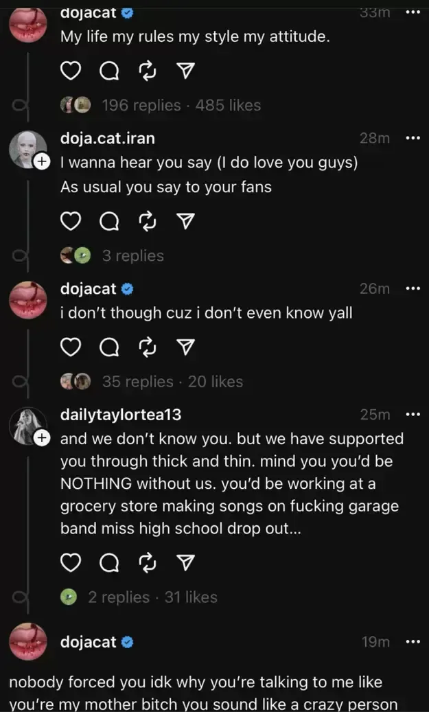 Doja Cat interacts with fans.