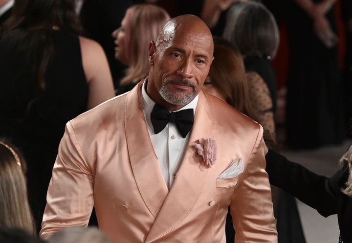 Dwayne Johnson arrives at the Oscars on March 12, 2023.