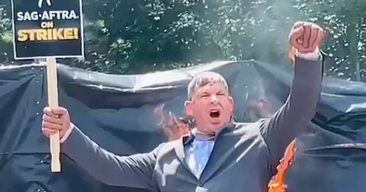 Harrison Ford's Stunt Double Sets Himself on Fire at Strike Rally