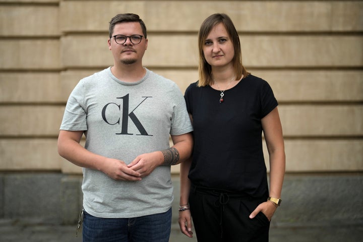 Teachers Laura Nickel, right, and Max Teske, left, tried to counter the far-right activities of students at their small-town high school. Disheartened by what they say was a lack of support from fellow educators, they decided to leave.