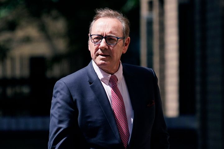 Actor Kevin Spacey walks outside Southwark Crown Court in London, on July 26, 2023. 