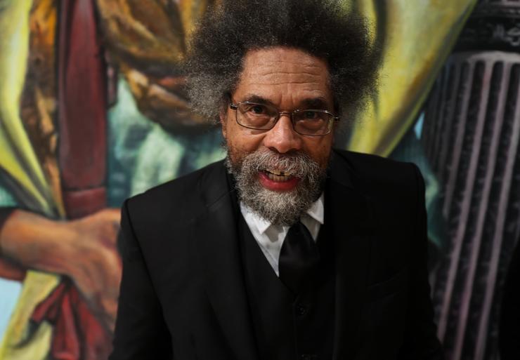 Philosopher Cornel West is seen at a Malcolm X commemoration event at The Shabazz Center in New York City on Feb. 21, 2022.
