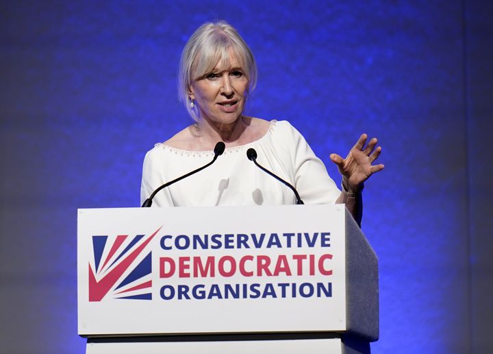 Nadine Dorries gives a speech during the Conservative Democratic Organisation conference in May.
