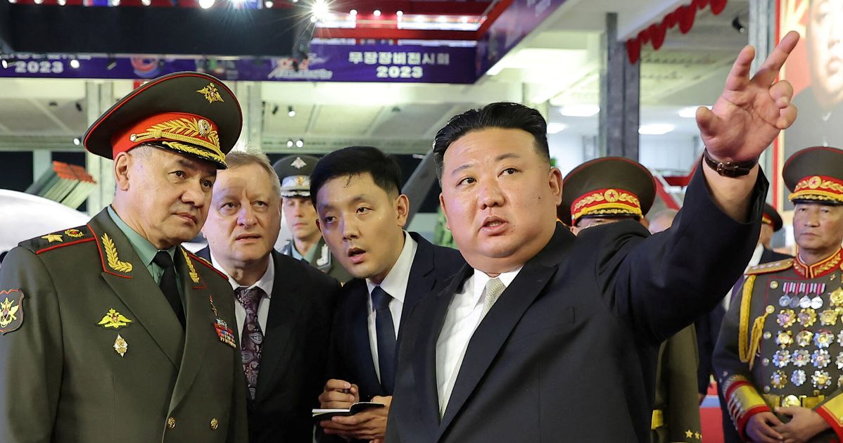 Kim Jong Un of North Korea Displays Weapons to Russia’s Defense Minister