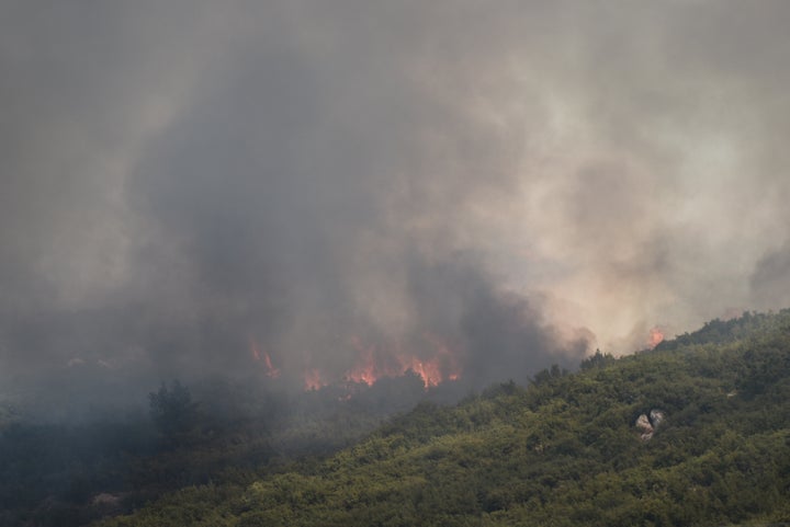 Αναζωπύρωση της πυρκαγιάς στην Λαμία στο πίσω μέρος του Αφανού, Πέμπτη 27 Ιουλίου 2023. (ΝΑΣΟΣ ΣΙΜΟΠΟΥΛΟΣ/EUROKINISSI)