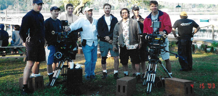 The "Dawson's Creek" camera crew in 2003. Frank is in the red jacket.