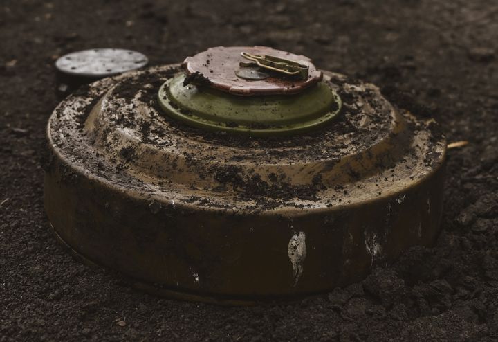 DONETSK, UKRAINE - JULY 11: Ukrainian army's 35th Marine Brigade members conduct mine clearance work at a field in Donetsk, Ukraine on July 11, 2023. The Engineer Group of the same brigade supported the operation. (Photo by Ercin Erturk/Anadolu Agency via Getty Images)