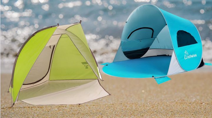 A Coleman sun tent and pop-up sun tent