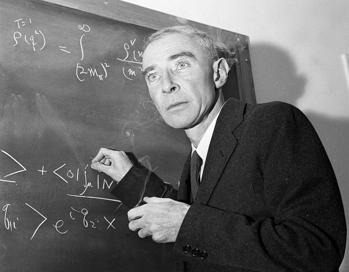 Charles said his grandfather, J. Robert Oppenheimer (pictured), never tried to kill his tutor.