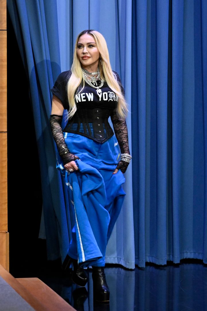 Madonna visits The Tonight Show Starring Jimmy Fallon on August 10, 2022.