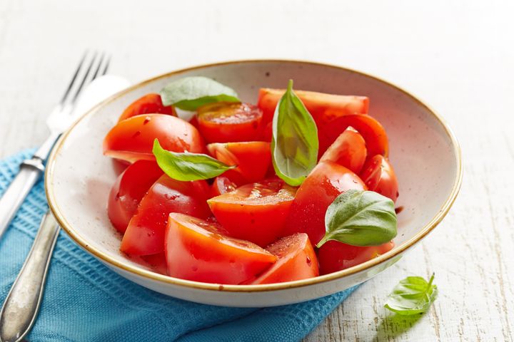 fresh tomato salad with balsamic vinegar and basil