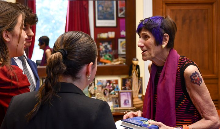 Rep. Rosa DeLauro has stood out for years with her colorful clothing and hairstyle, but it took one of her six grandchildren to finally convince the 80-year-old lawmaker to complement her fashion-forward look with a tattoo.