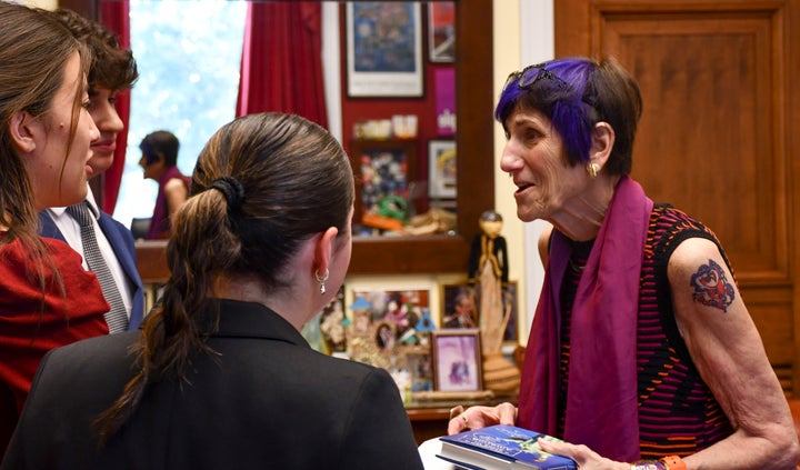 Rep. Rosa DeLauro has stood out for years with her colorful clothing and hairstyle, but it took one of her six grandchildren to finally convince the 80-year-old lawmaker to complement her fashion-forward look with a tattoo.