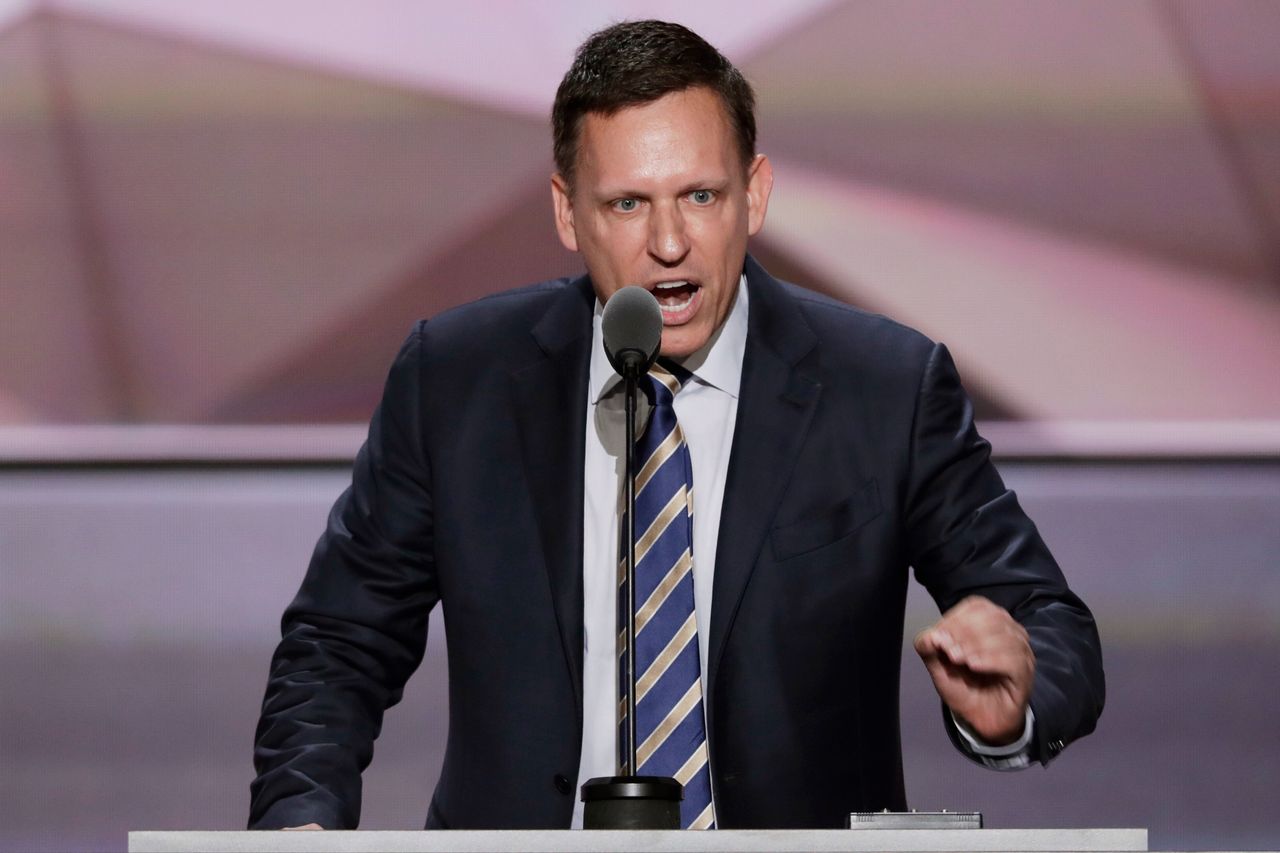 Entrepreneur Peter Thiel speaks during the final day of the Republican National Convention in Cleveland, July 21, 2016.