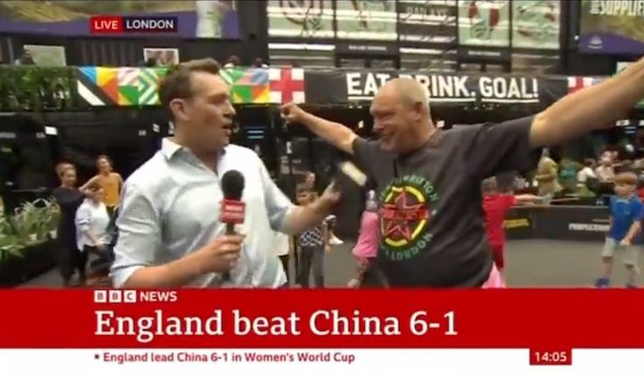 BBC News reporter got more than he bargained for when covering a football at 2pm in London