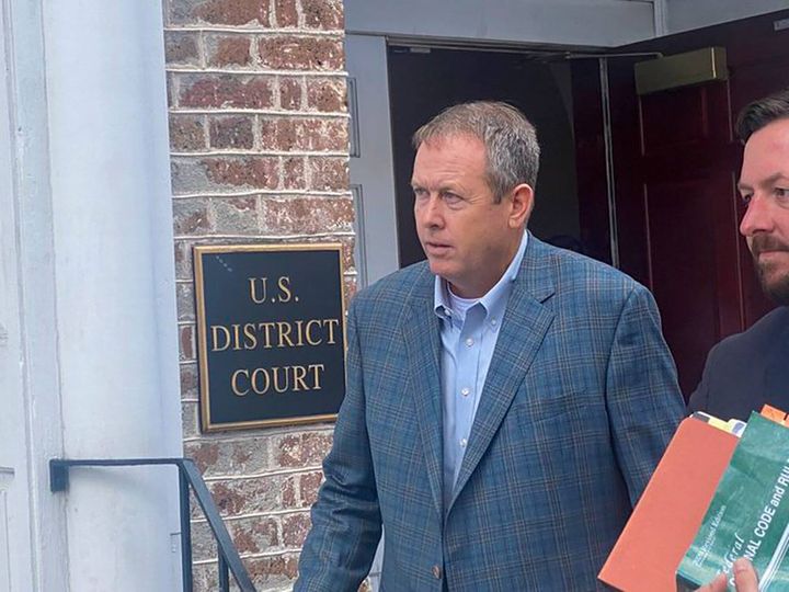 Former Palmetto State Bank CEO Russell Laffitte exits federal court in Charleston, South Carolina, on Sept. 6, 2022.