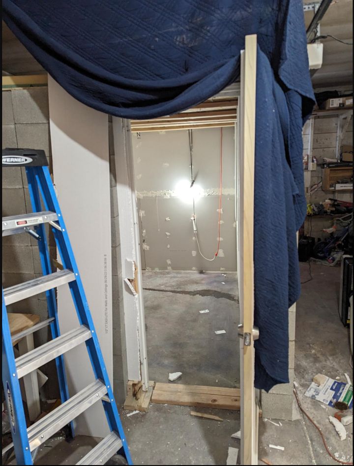 The makeshift jail cell in an FBI photo