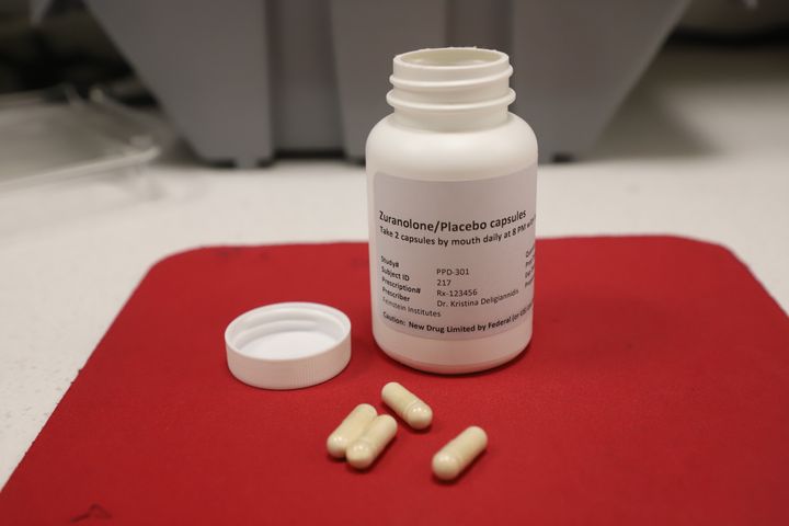 A photo of zuranolone, the first pill designed to treat postpartum depression, from its phase 3 clinical trial.
