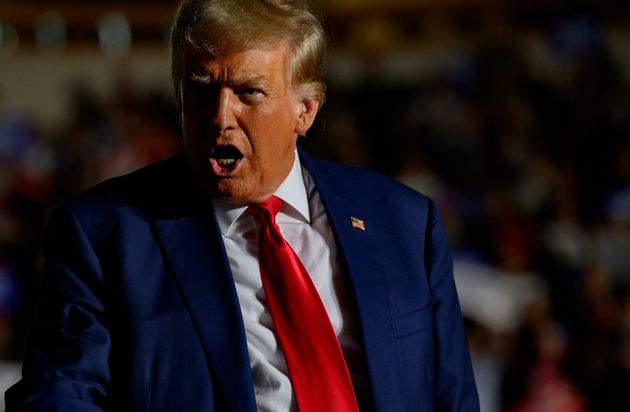 Former U.S. President Donald Trump appears at a campaign rally in Erie, Pennsylvania, on July 29, 2023.