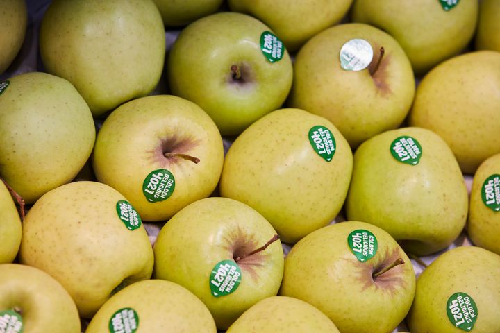 Golden delicious apples are labeled with a 4021 PLU.