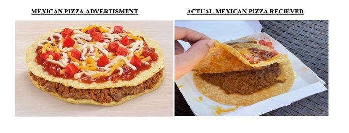 訴状に掲載された「メキシカンピザ」の写真