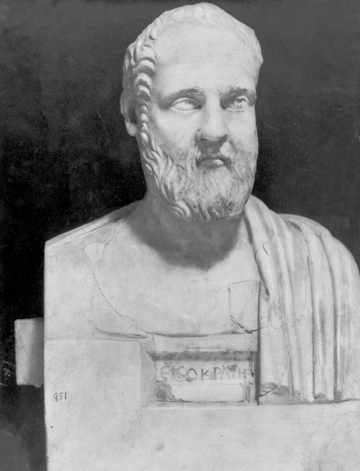 Circa 350 BC, A bust of Greek orator and prose writer Isocrates (436 - 338 BC) (Photo by Hulton Archive/Getty Images)