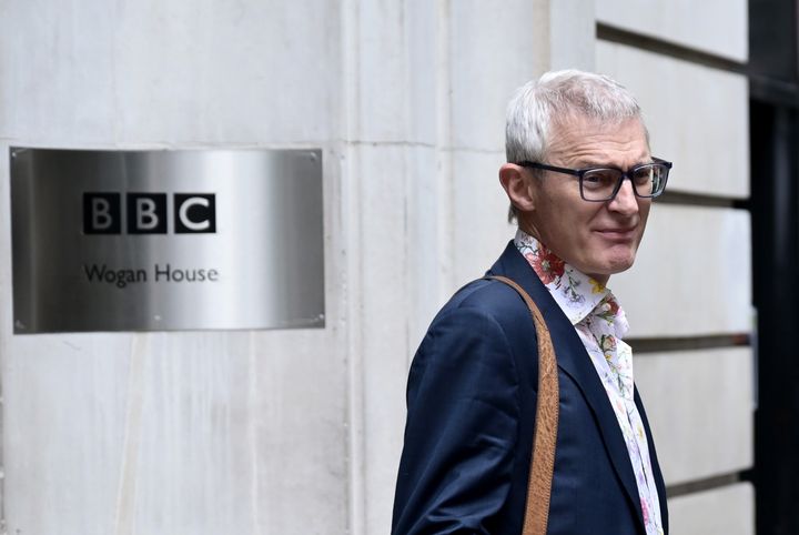 Jeremy Vine leaving Radio 2's studios at BBC Wogan House
