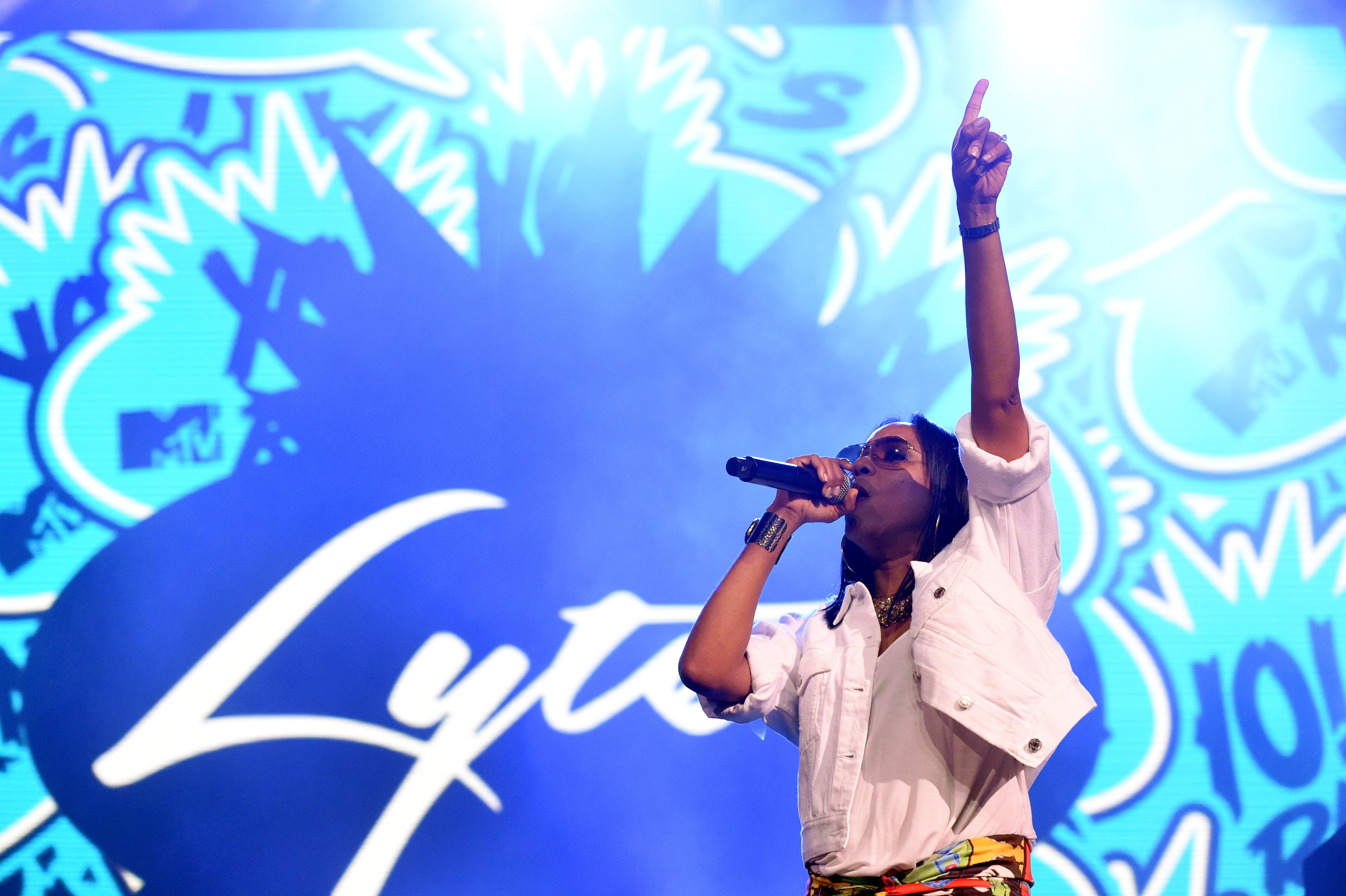 MC Lyte performs during the YO! MTV Raps 30th Anniversary Live Event. Credit: Nicholas Hunt/Getty Images