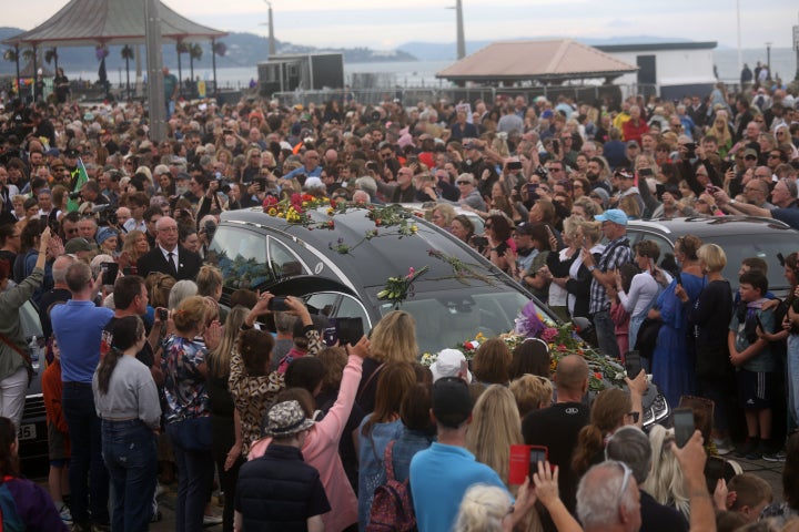 Mourners lined the streets of Bray in North Wicklow, Ireland