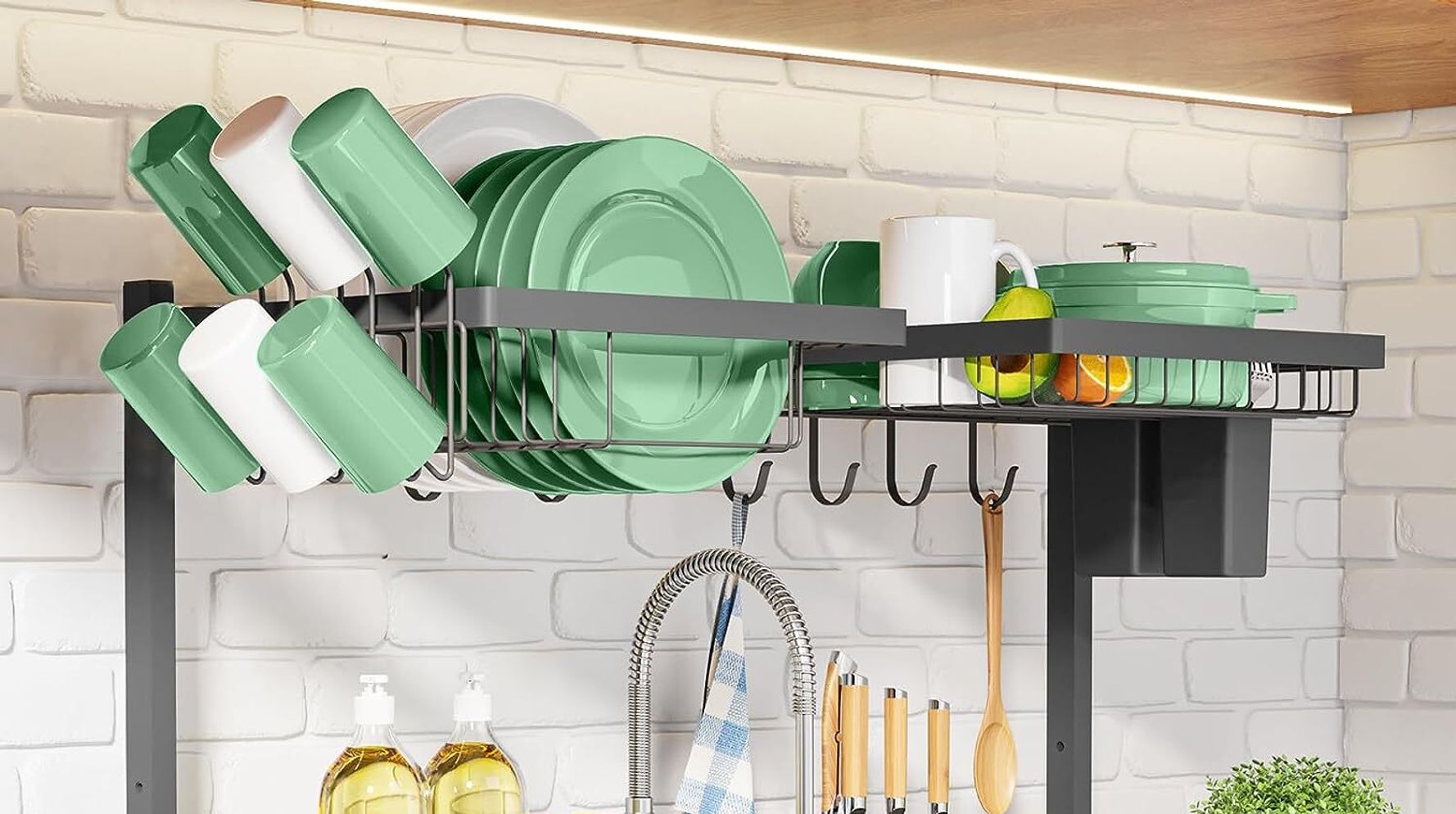 Bowl Wall Mounted Kitchen Over The Sink Dish Rack Dish Racks