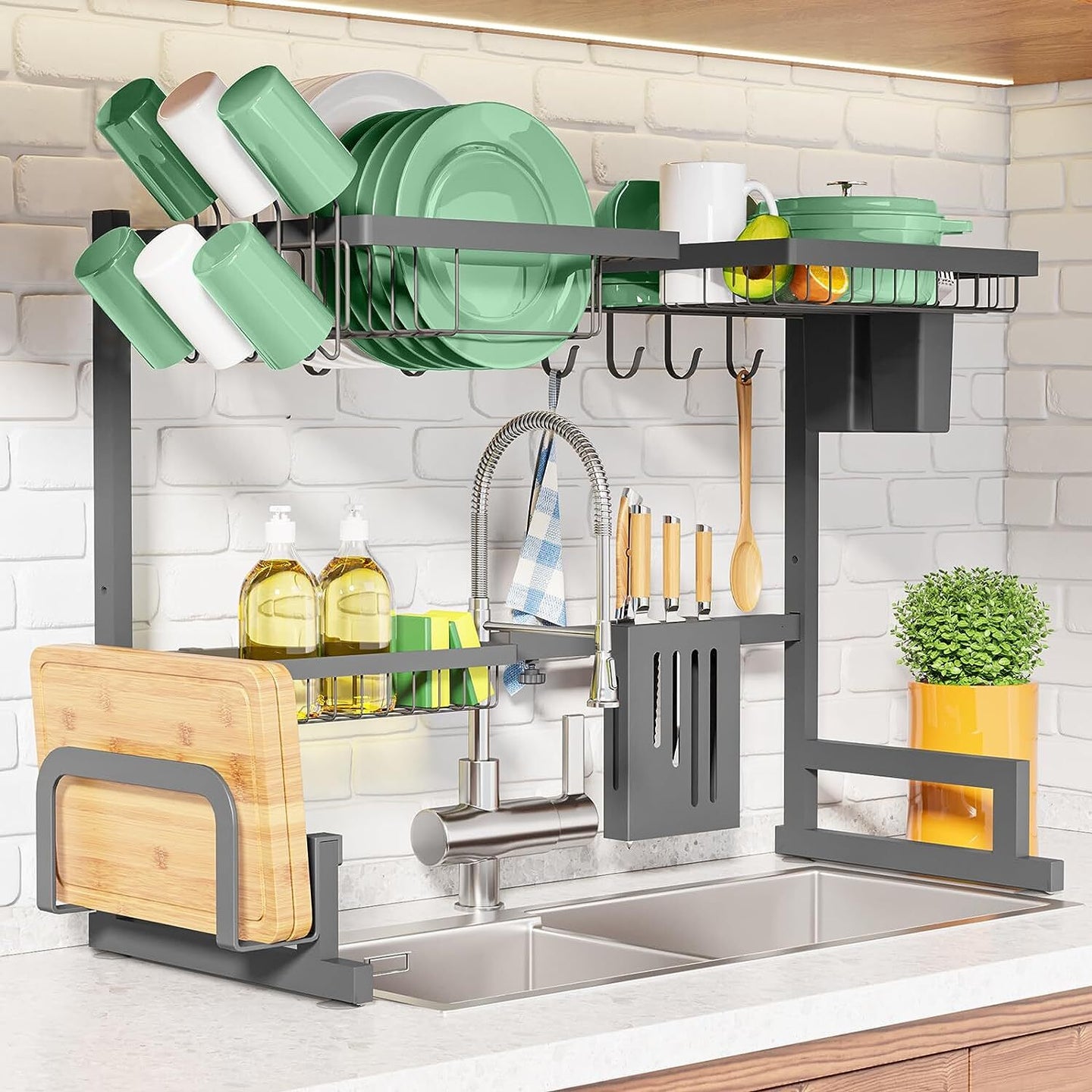Over-The-Sink Dish Racks Are A Genius Small Kitchen Hack | HuffPost Life