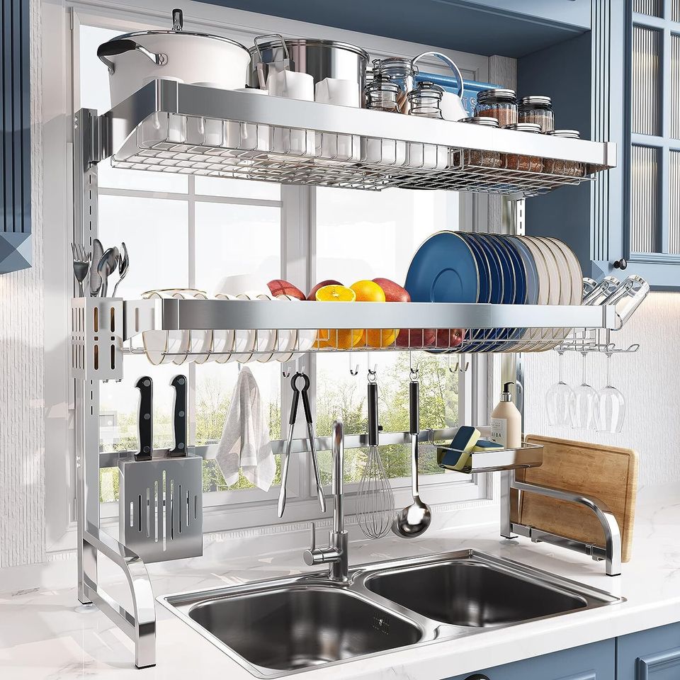 A heavy-duty chic dish rack that can hold up to 180 pounds
