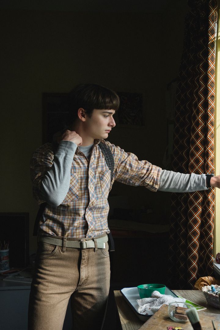 Noah in character as Will during the fourth season of Stranger Things