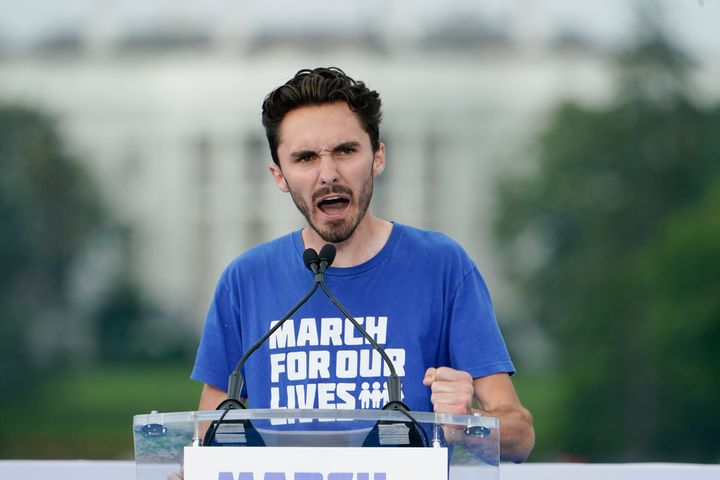 Parkland survivor and activist David Hogg speaks to the crowd during in the second March for Our Lives rally in support of gun control on Saturday, June 11, 2022, in Washington. The rally is a successor to the 2018 march organized by student protestors after the 2018 mass shooting at Marjory Stoneman Douglas High School in Parkland, Florida.