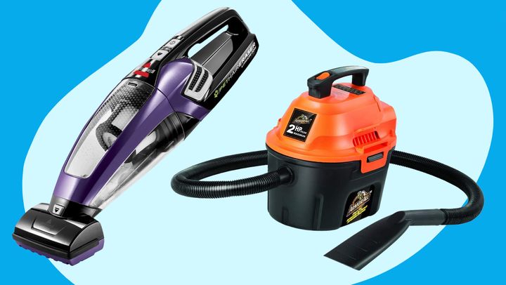 Bissell pet hair cordless hand vacuum and Armor All wet/dry utility shop vacuum.