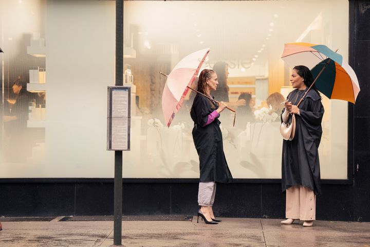 Sarah Jessica Parker (left) and Sarita Choudhury in Episode 8 of Season 2 of "And Just Like That ... "