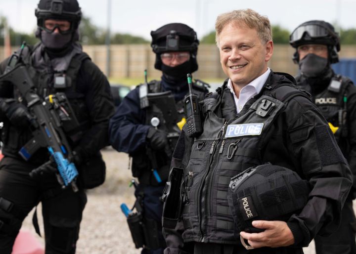 Grant Shapps was rinsed on social media for sharing photos of himself in police gear