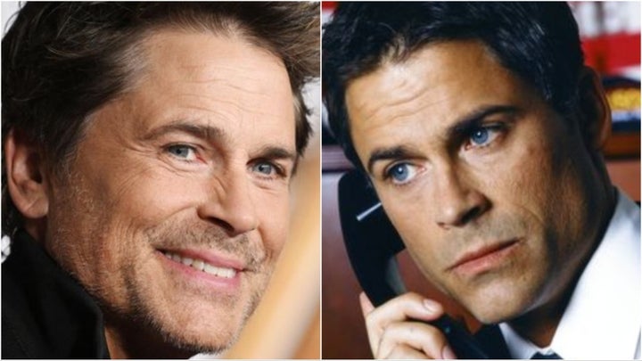 Rob Lowe, now and as Sam Seaborn on The West Wing.