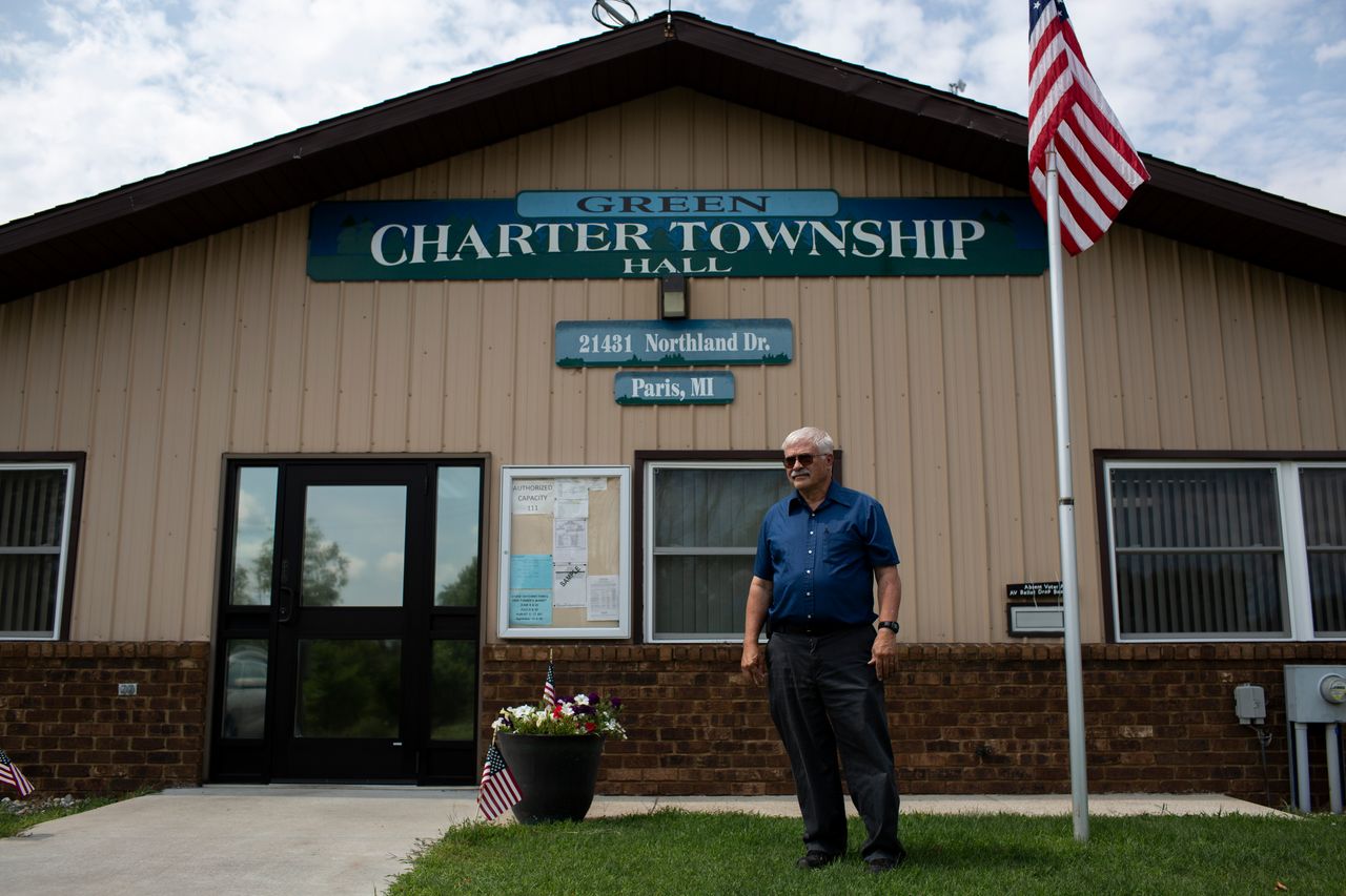 Jim Chapman, supervisor of Green Charter Township, poses for a portrait outside the township building in early August.
