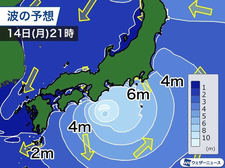 14日(月)夜の波の予想