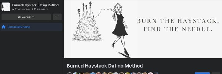 The Burned Haystack Dating Method's Facebook page header.
