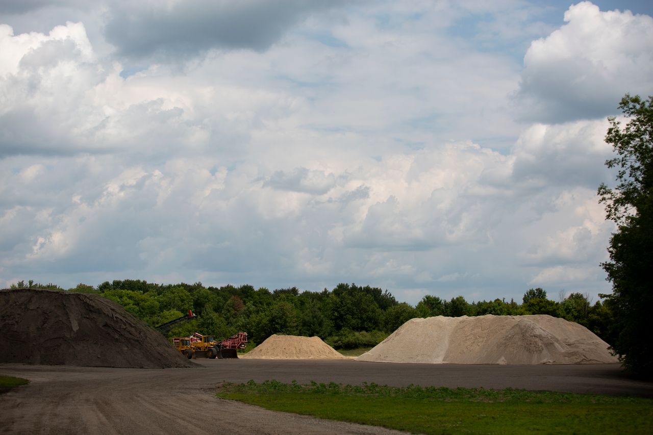A clearing with gravel sits in the middle of the land that Gotion has purchased in order to build its factory.